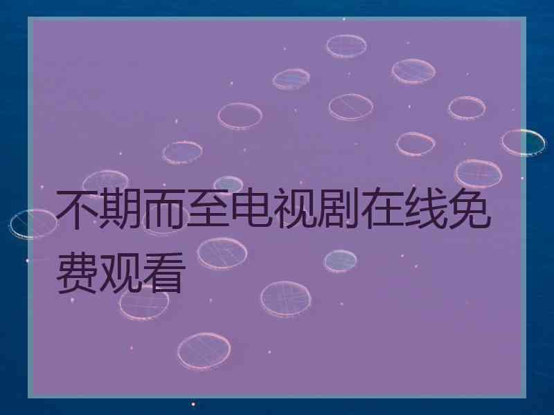 不期而至电视剧在线免费观看