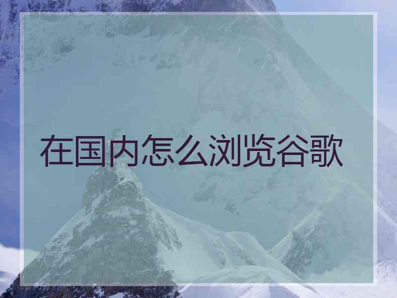 在国内怎么浏览谷歌