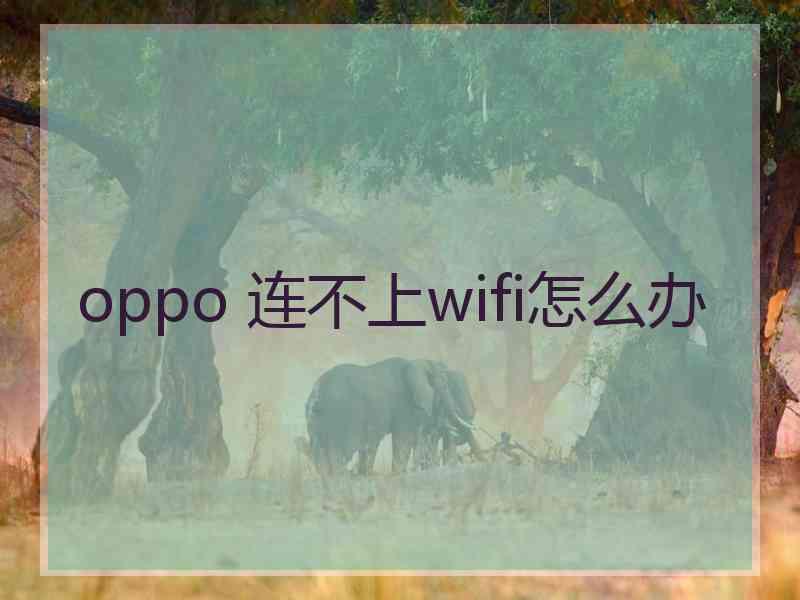 oppo 连不上wifi怎么办