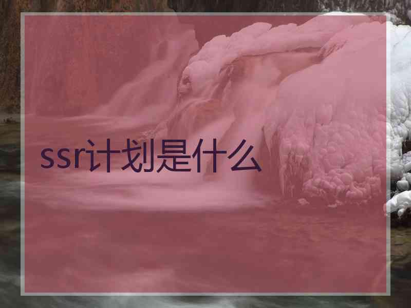 ssr计划是什么
