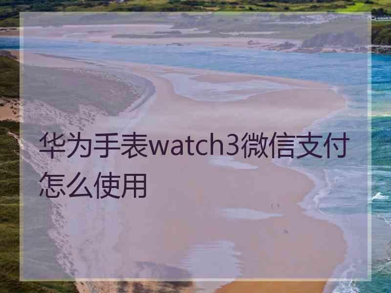 华为手表watch3微信支付怎么使用