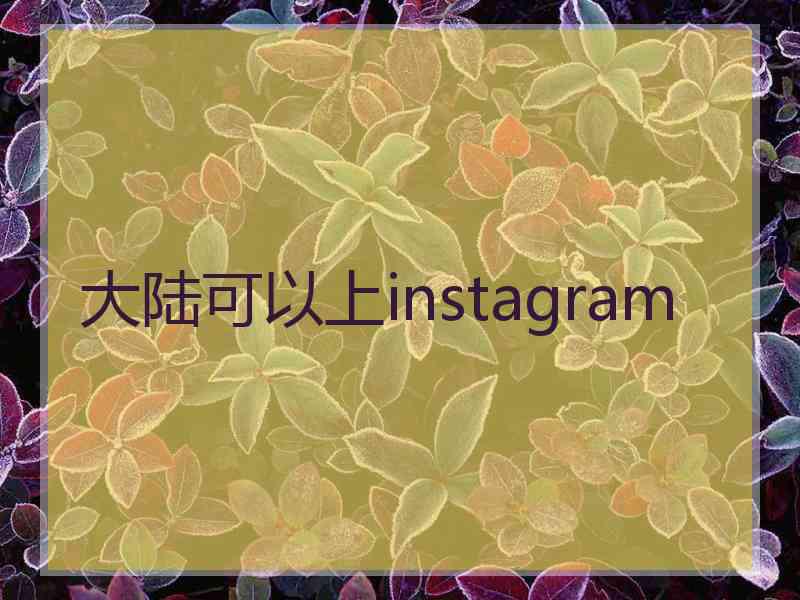 大陆可以上instagram