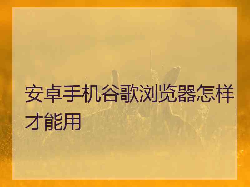 安卓手机谷歌浏览器怎样才能用