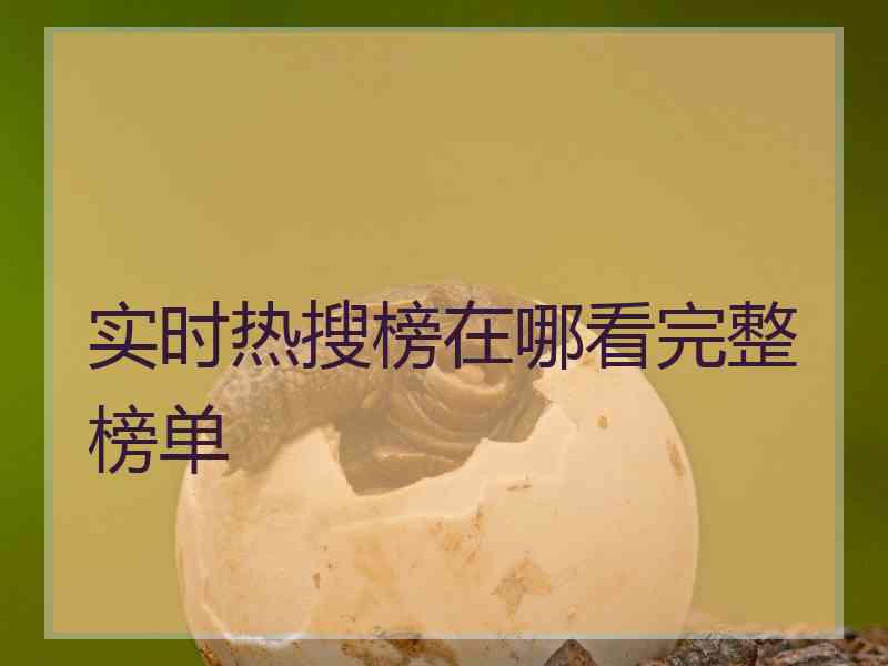 实时热搜榜在哪看完整榜单