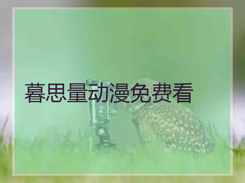 暮思量动漫免费看