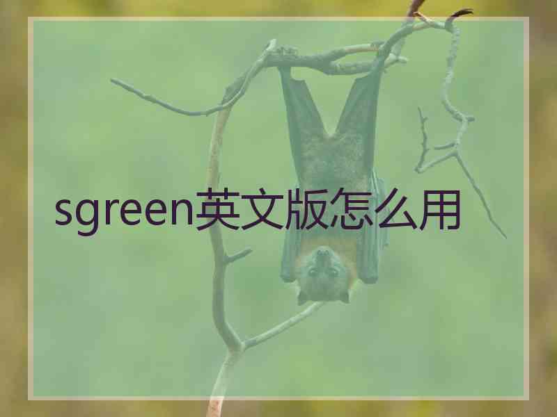 sgreen英文版怎么用